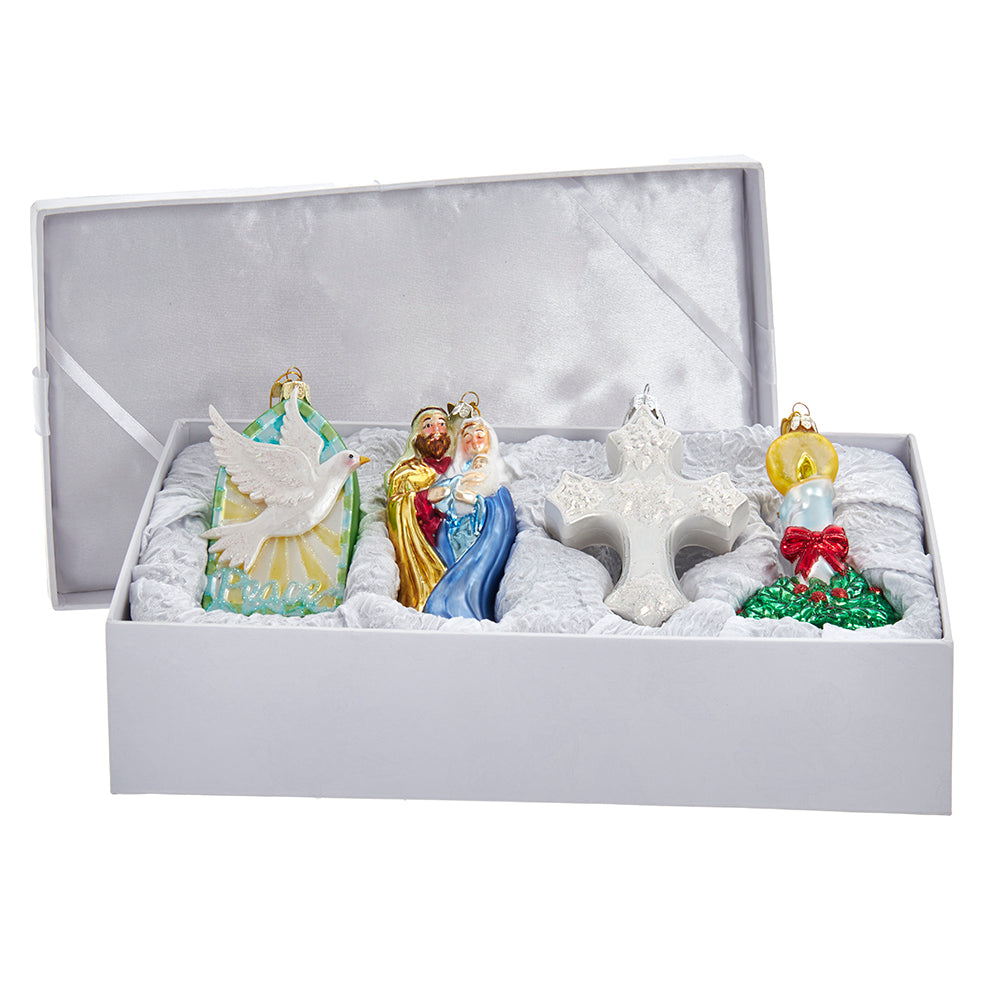 4.875-inch glass Nativity Christmas ornament set